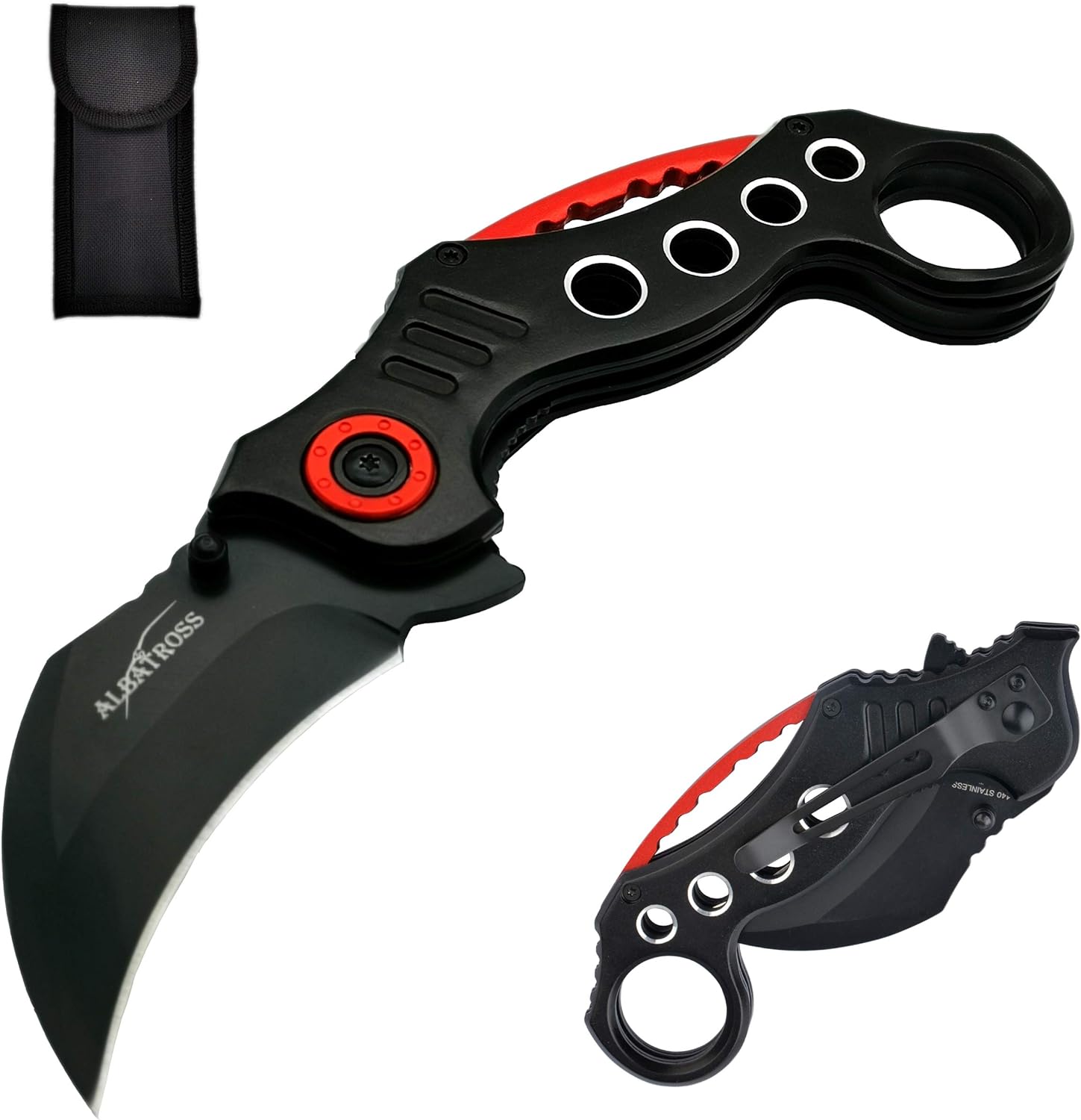 EDC Cool Spring Assisted Folding Pocket Knife Tactical Sharp Raptor Claw Knife (Black)