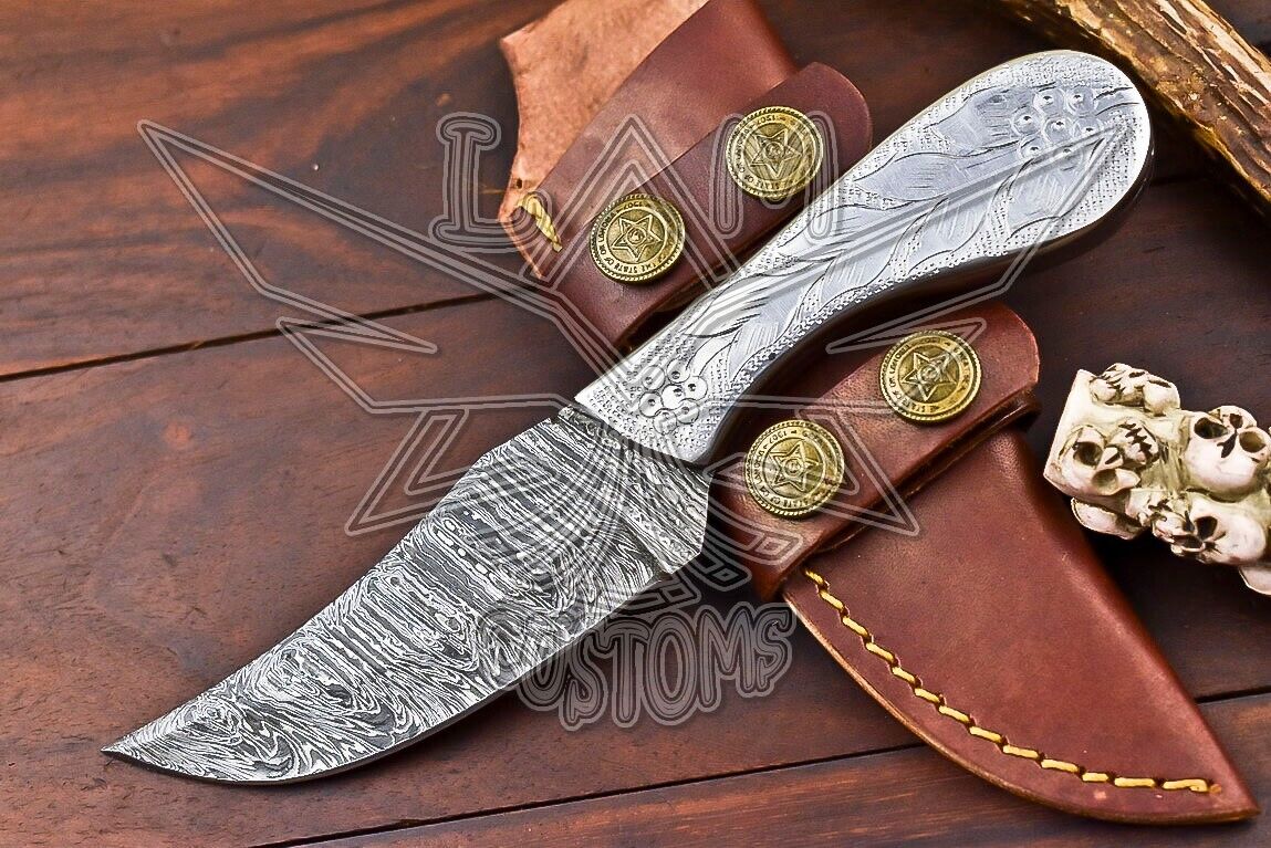 damascus knife blade hunting fixed blade