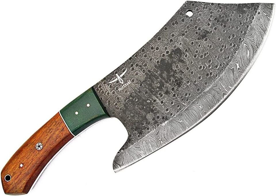 damascus steel fixed blade chef clever knife