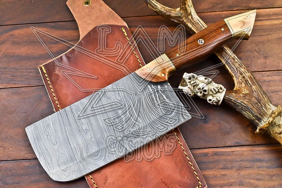 fixed blade damascus steel cleaver