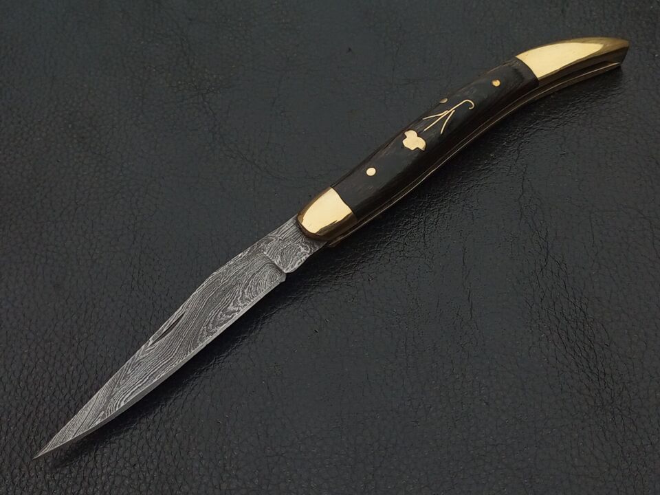 damascus steel custom made pocket folding knife