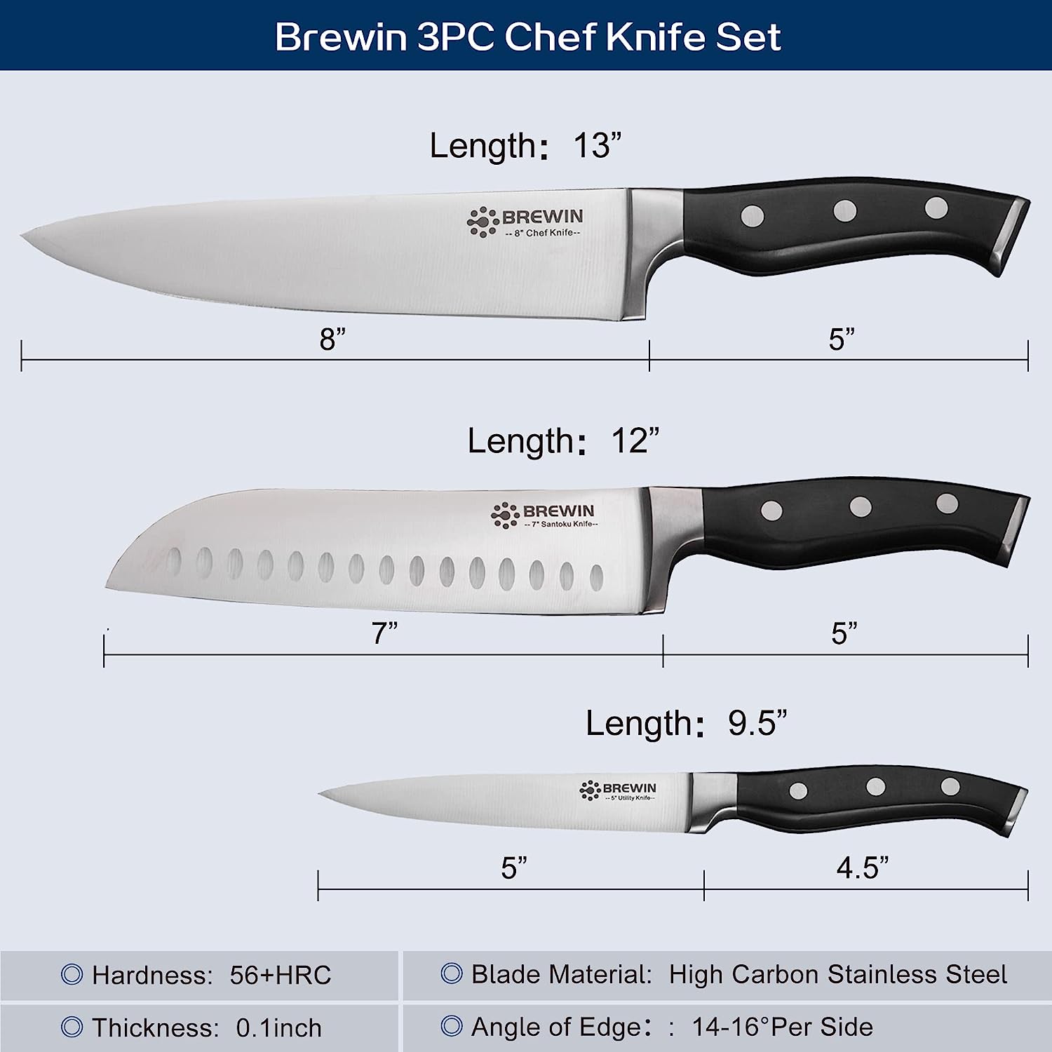 kitchen knives 3pc