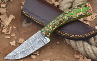 forged damascus steel camping skinning hunting knife